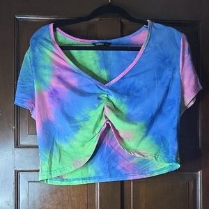 Shein Multicolor Tie-Dye Crop Top
